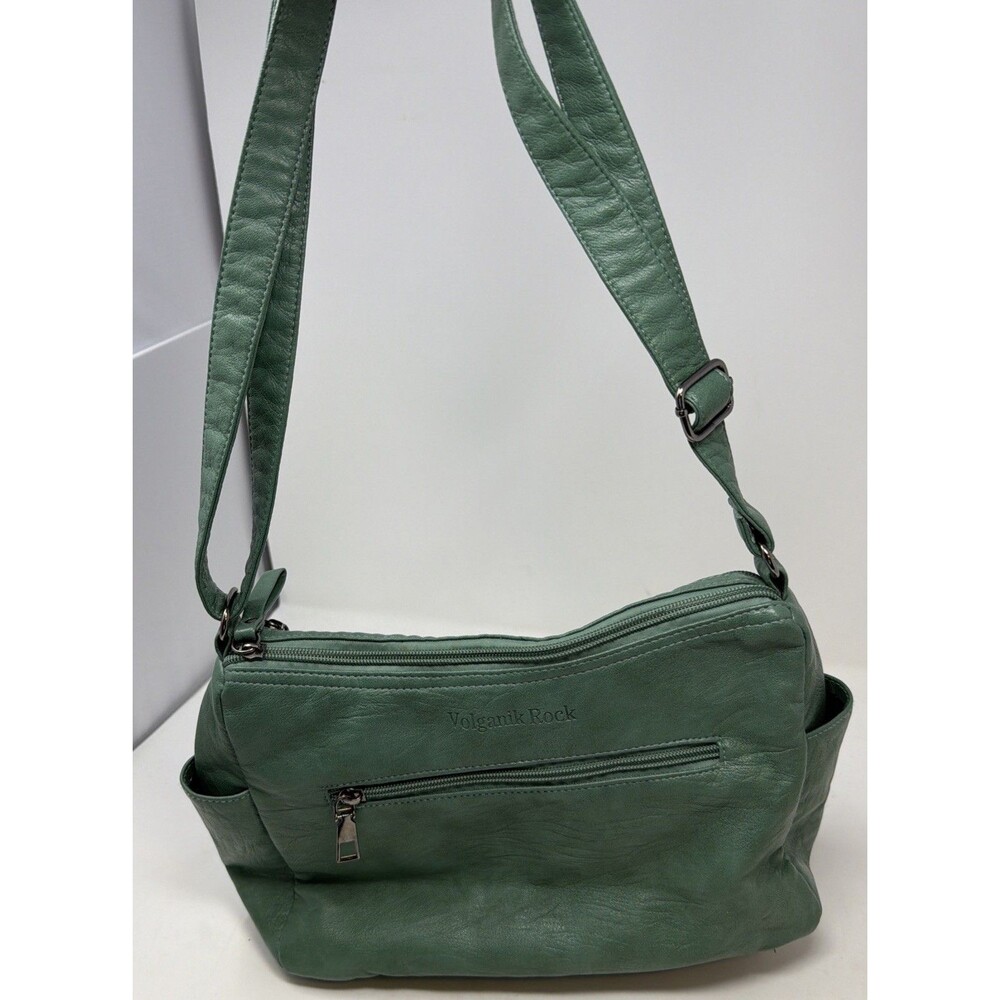 Volganik Rock Crossbody Purse Women Soft Green PU Leather Multi-Pocket Shoulder